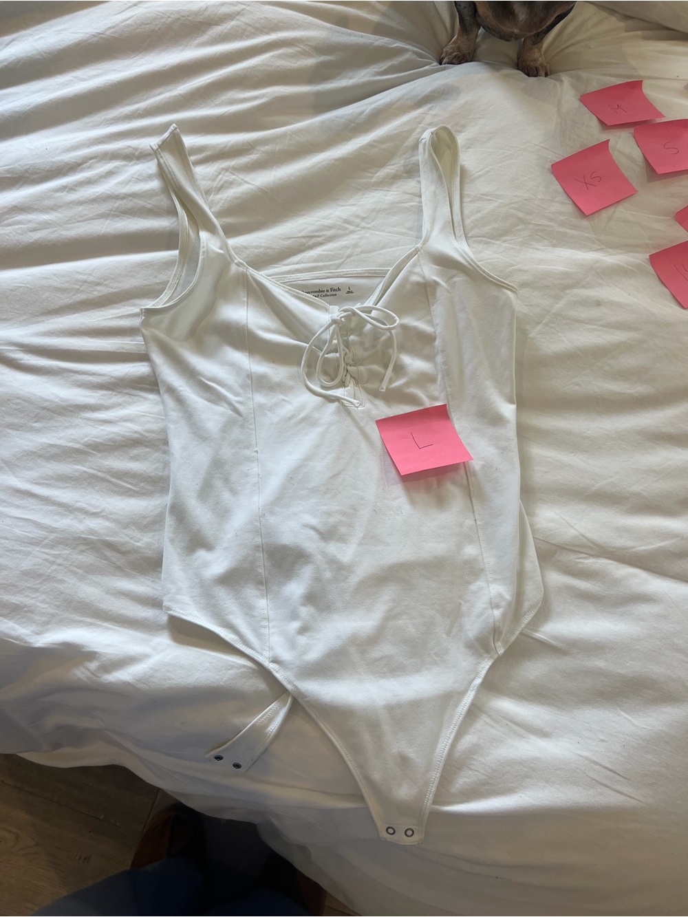 Abercrombie & Fitch White Lace-Up Ribbed Bodysuit